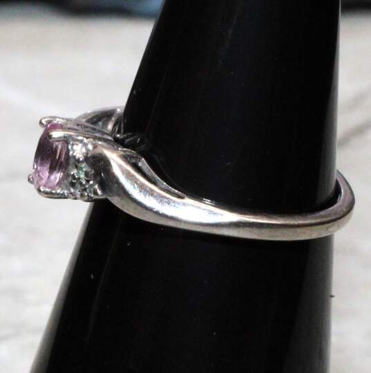 10K White Gold Pink Sapphire Ring Size 5.25 - 1.7g image number 3