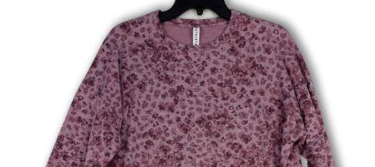 Womens Purple Studio to Street Print Crew Neck Pullover Sweatshirt Size M image number 3