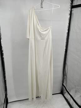 Womens Ivory Crepe Side Zip One Shoulder Maxi Dress Size 22W T-0556011-I