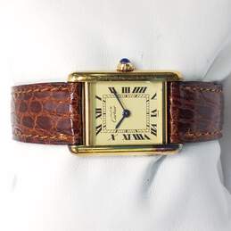 Cartier Vermeil 20 Micron Over 925 Silver Vintage Tank Watch