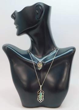 2 - 925 Sterling Silver Abalone Pendant Necklaces