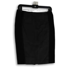Womens Black Flat Front Elastic Waist Back Zip Straight & Pencil Skirt Sz 6