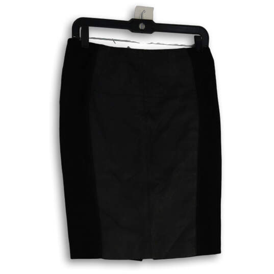 Womens Black Flat Front Elastic Waist Back Zip Straight & Pencil Skirt Sz 6 image number 1