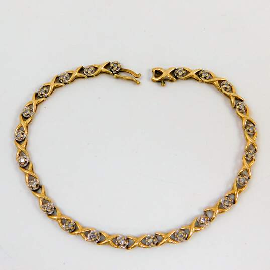 10K Yellow Gold 0.58 CTTW Diamond Tennis Bracelet 4.9g image number 6