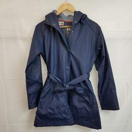 Helly Hansen dark blue belted rain jacket women's XS