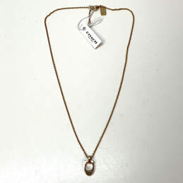 NWT Designer Coach Gold-Tone Link Chain Fashionable Logo Pendant Necklace alternative image