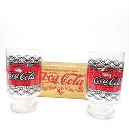 Coca Cola  Crate with 2 Beverage Glasses Vintage Motif