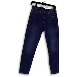Womens Blue Denim Medium Wash Pockets Regular Fit Skinny Leg Jeans Size 28