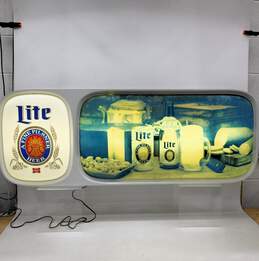 Vintage 1970s Miller Lite Beer Large Lighted Bar Ad Hanging Sign 48x18