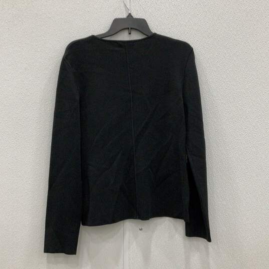 NWT Anne Klein Womens Black Knitted Long Sleeve Full Zip Sweater Size L image number 2