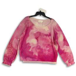 Anthropologie Womens Pink Tie Dye Cashmere Round Neck Pullover Sweater Size L