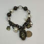 Designer Betsey Johnson Two-Tone Fashionable Pearl Heart Charm Bracelet image number 2