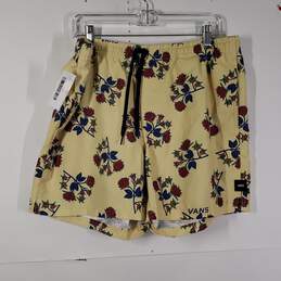 Mens Floral Elastic Waist Pockets Drawstring Athletic Shorts Size X-Large