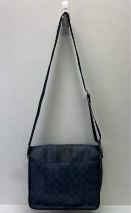 Coach Signature Heritage Stripe Blue/Black Leather Crossbody Messenger Bag alternative image