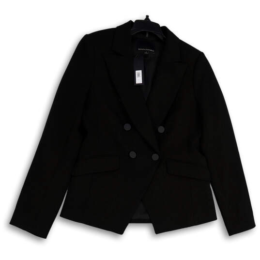 NWT Womens Black Peak Lapel Long Sleeve Double Breasted Blazer Size 6 image number 4