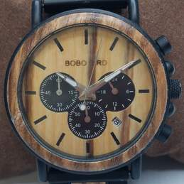 Bobo Bird 42mm Case Wooden Bezel and dial Men's Stainless Steel Quartz Watch