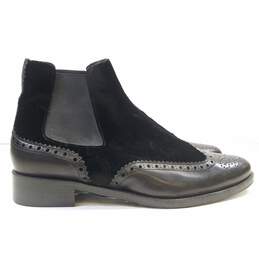 AllSaints Leather Velvet Wingtip Chelsea Boots Black 8