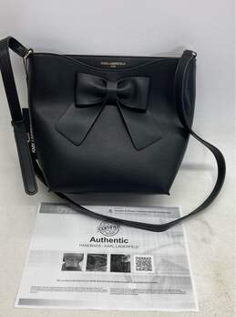 Authentic Karl Lagerfeld Paris CLEMENCE Black Bow Tote Bag Purse NWT