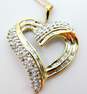 10K Yellow Gold 0.70 CTTW Diamond Ribbon Heart Pendant Necklace 3.8g image number 3