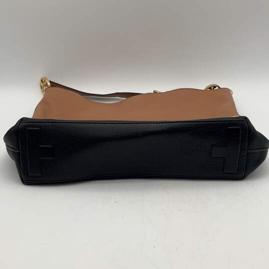 Womens Multicolor Colorblock Leather Adjustable Strap Charm Zipper Hobo Handbag image number 3