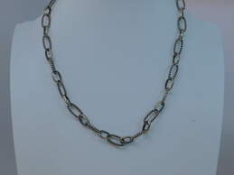 Sterling Silver Oval Cable Link Toggle Necklace & Amber Bracelet 30.8g alternative image