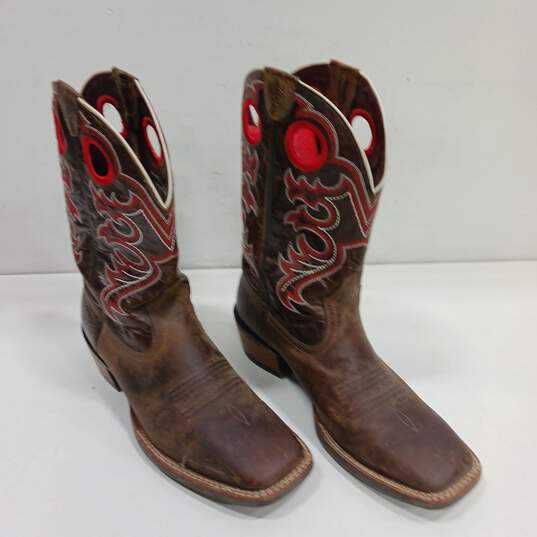 Men's Brown Ariat Boots w/ Red Accents Size 9.5 D image number 1