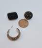 Artisan 925 Bali Style Granulated Stars Dome Black Druzy & Dotted & Scrolled Semi Hoop Post Earrings 28.6g image number 5