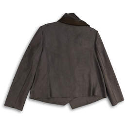 NWT Women Gray Long Sleeve Asymmetrical Collar Open Front Jacket Size L alternative image