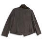 NWT Women Gray Long Sleeve Asymmetrical Collar Open Front Jacket Size L image number 2