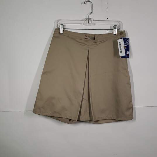NWT Womens Regular Fit Side Zip Stretch Flat Front Mini Skirt Size 11 image number 1