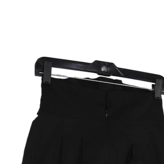 Womens Black Pleated Front Waist Belted Back Zip Short A-Line Skirt Size 8 image number 4