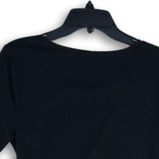 NWT Lands' End Womens Black Short Sleeve Tie Front Pullover Blouse Top Size 6-8 image number 4