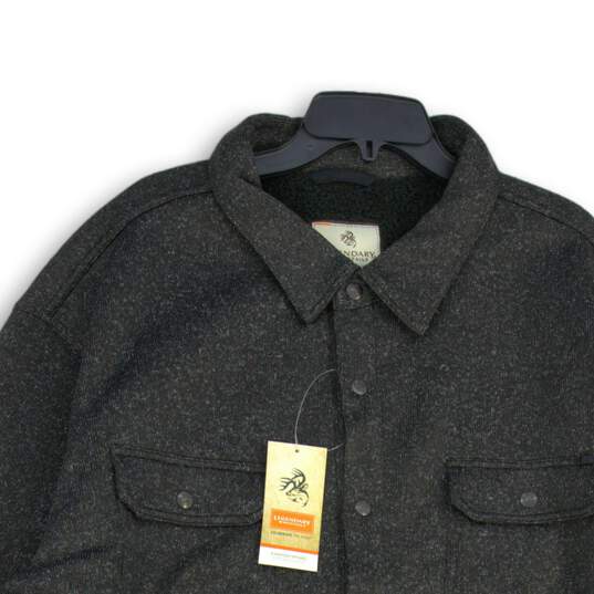 Mens Black Long Sleeve Spread Collar Flap Pocket Jacket Size 3XL image number 3