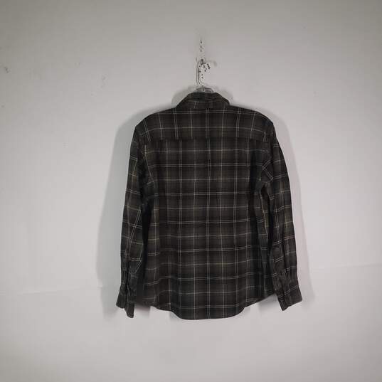 Mens Cotton Plaid Collared Long Sleeve Chest Pockets Button-Up Shirt Size M image number 2