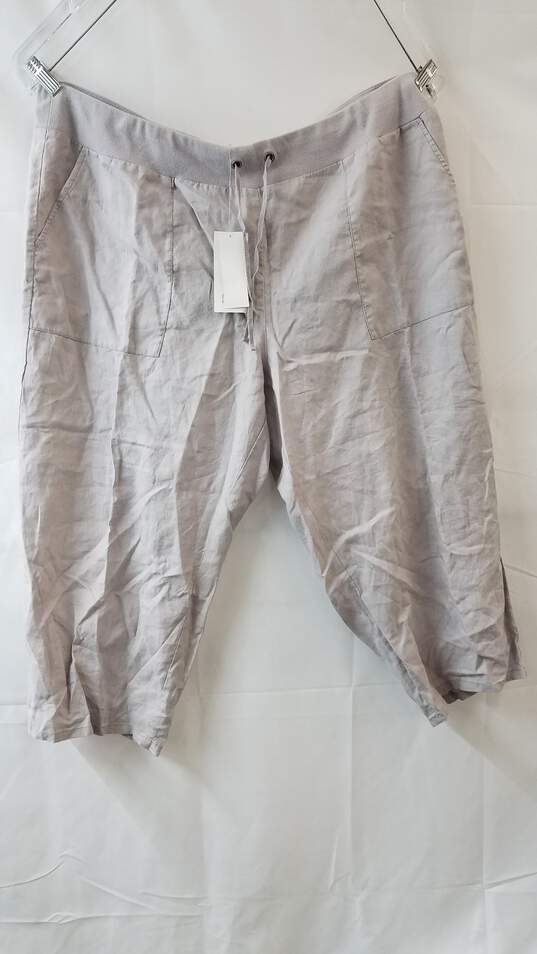 Organic Linen Eileen Fisher Pants Drawstring Capri 3X Gray image number 1