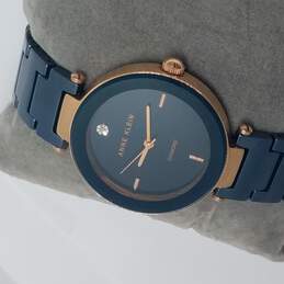 Anne Klein AK1018 Blue Ceramic And Rose Gold Tone W/Diamond Watch