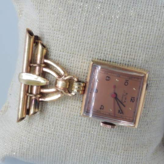 RIMA Watch Co. Gold Filled 17 Jewels Vintage Brooch Watch image number 4