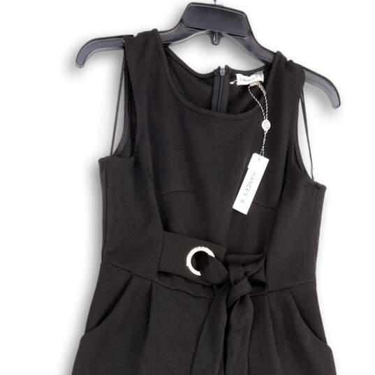 NWT Womens Black Round Neck Sleeveless Pockets One-Piece Jumpsuit Size S image number 3