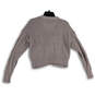 NWT Womens Gray Knitted V-Neck Long Sleeve Crop Cardigan Sweater Size L image number 2