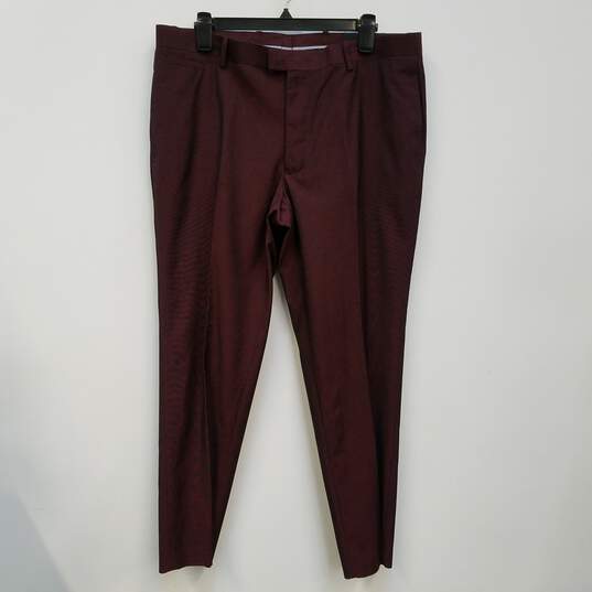 NWT Mens Brown Milan Flat Front Slim Fit Straight Leg Dress Pants Sz 34x30 image number 1
