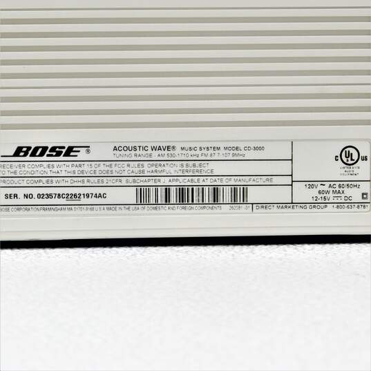 VNTG Bose Brand CD-3000 Model White Acoustic Wave Music System w/ Power Cable image number 7