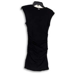 Womens Black Scoop Neck Sleeveless Ruched Knee Length Bodycon Dress Size M