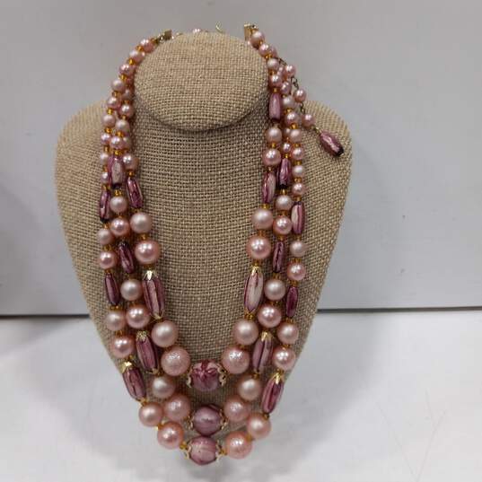 Bundle of Assorted Pink Tone Fashion Costume Jewelry Pieces image number 3