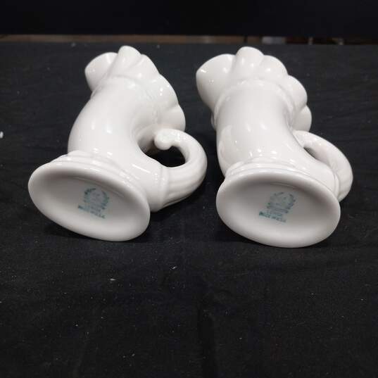 Set of 2 Small Lenox Ivory Colored Cornucopia Vases image number 5