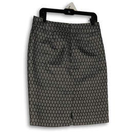 Womens Gray Geometric Flat Front Back Slit Straight And Pencil Skirt Sz 8 alternative image
