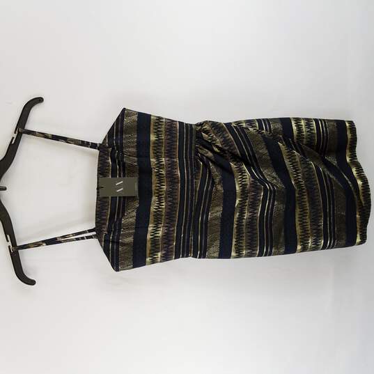 Armani Exchange Women Gold Black Sleeveless Spaghetti Strap Mini Dress S 4 NWT image number 1