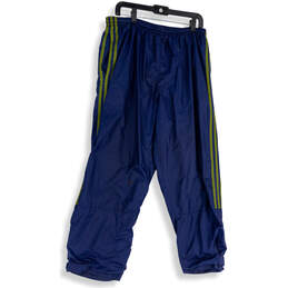 Mens Blue Green Striped Elastic Waist Pull-On Pockets Track Pants Size L