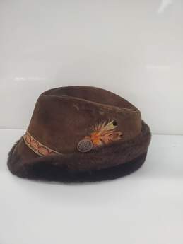 Men VTG Brown Faux Fur Winter Hat Size-M Used