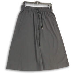 Womens Black Elastic Waist Slash Pocket Drawstring Palazzo Pants Size 8