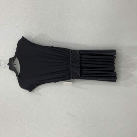 NWT Womens Black Cupro Criss Cross Front Cap Sleeve Mini Dress Size XS image number 2